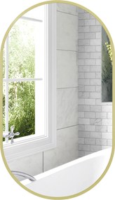 Espelho Casa de Banho Oval 40x3x70 cm Espelho Decorativo de Parede com Estrutura de Liga de Alumínio Horizontal ou Vertical Dourado