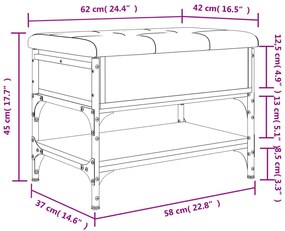 Banco sapateira 62x42x45cm derivados de madeira cinzento sonoma