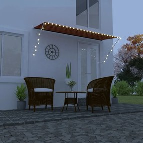 vidaXL Toldo retrátil com LED 300x150 cm laranja e castanho