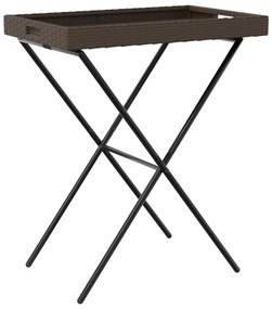 Mesa bandeja dobrável 65x40x75 cm vime PE castanho