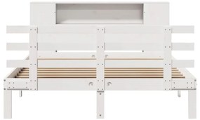 Cama com estante sem colchão 120x200 cm pinho maciço branco