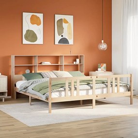 vidaXL Cama com estante sem colchão 180x200 cm pinho maciço