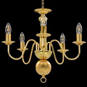 Lustre de 5 lâmpadas E14 dourado
