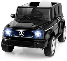 Carro elétrico para crianças com licença Mercedes-Benz 4WD 12V com controlo remoto Luzes LED Música Buzina Preto