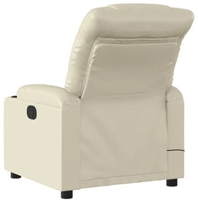 Poltrona de massagens reclinável couro artificial cor creme