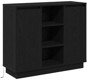 Sideboard com LED Carvalho Preto 90x32x75 cm Madeira de Engenharia