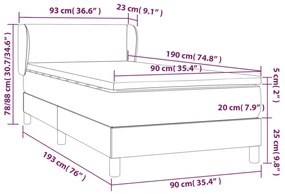 Cama com molas/colchão 90x190 cm couro artificial branco