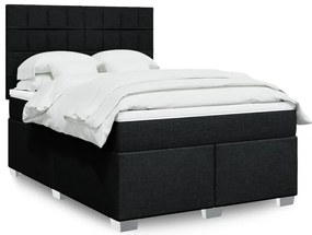 Cama com molas/colchão 160x200 cm tecido preto