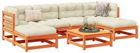 7pcs conj. sofás jardim c/ almofadões pinho maciço castanho mel