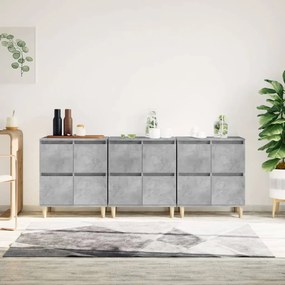 vidaXL Aparadores 3 pcs 60x35x70 cm derivados de madeira cinza cimento