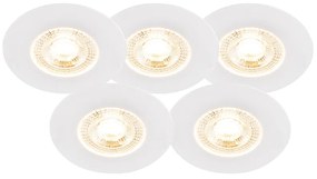 LED Conjunto de 5 focos embutidos brancos reguláveis em 3 níveis - Ulo Moderno