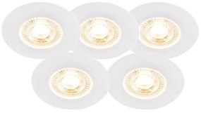 LED Conjunto de 5 focos de encastrar brancos 3 passos reguláveis - ULO Moderno