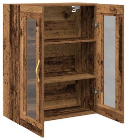 Armário de parede vidaXL com portas de vidro madeira velha 69,5x34x90