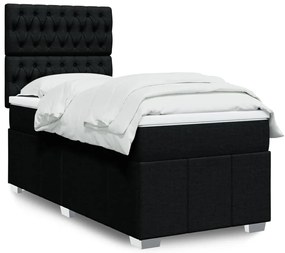 Cama com molas/colchão 80x200 cm tecido preto
