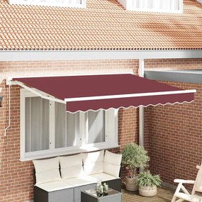 vidaXL Toldo Retrátil Borgonha 300x200 cm Tecido de poliéster e metal