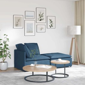 vidaXL Sofá modular com pufes e almofadas tecido azul