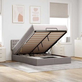Cama otomana com colchão 140x200 cm tecido cinza