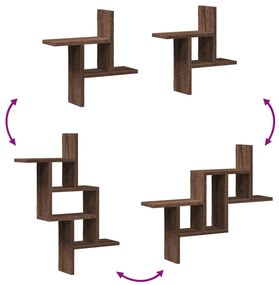 Prateleiras de parede 2 pcs derivados madeira carvalho castanho