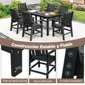 Cadeira de jantar de jardim Plástico com braços largos, assento e encosto em ripas para salão Gazebo 61 x 61,5 x 95 cm Preto
