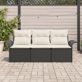 Conjunto de sofás de jardim 3 peças com almofadas - Rattan de poliéste