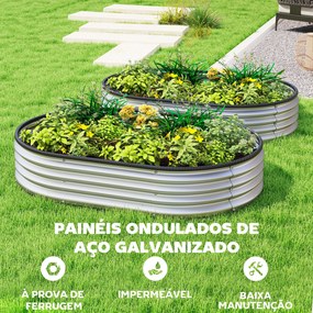 Conjunto de 2 floreiras de Exterior em Aço Galvanizado para Terraço Jardim 135x90x30 cm Prateado