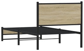 Estrutura de cama sem colchão 90x200 cm metal carvalho sonoma