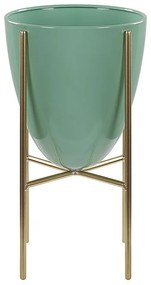Suporte metálico para vasos 16 x 16 x 31 cm verde e dourado LEFKI Beliani