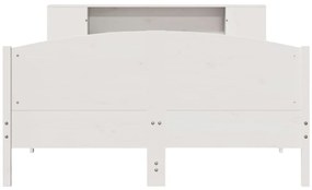Cama com estante sem colchão 140x200 cm pinho maciço branco