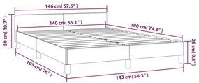 Estrutura de cama c/ cabeceira 140x190 cm veludo rosa