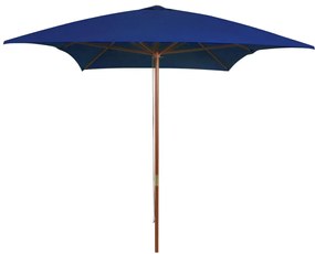 vidaXL Guarda-sol de jardim com poste de madeira 200x300 cm azul