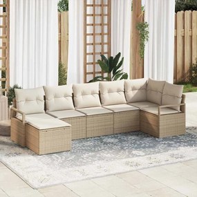 Conjunto de Sofás de Jardim de 7 Peças da com Almofadas em Polirattan