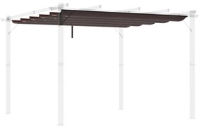 Outsunny Cobertura para Pérgola 2,5x2,55cm Teto de Substituição Retrátil para Pérgola com 10 Orifícios de Drenagem Café