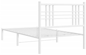 Estrutura de cama com cabeceira 90x190 cm metal branco