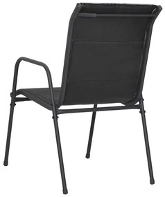 Cadeiras de jardim 2 pcs aço e textilene preto
