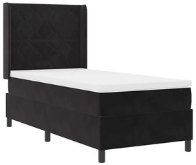 Cama Box com Colchão e LED Preto 100x200 cm Veludo