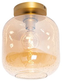 LED Plafon Inteligente Latão e Vidro Âmbar incl. WiFi G95 - Zuzanna Design