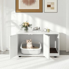 Móvel para caixa areia Gatos (CAIXA AREIA PLASTICA NÃO INCLUIDA), 90 x 50 x 50 cm, Branco