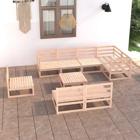 vidaXL 9 pcs conjunto lounge de jardim pinho maciço