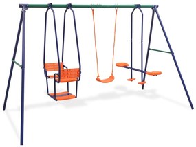91357 vidaXL Conjunto de baloiços com 5 lugares laranja