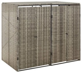 vidaXL Unidade dupla p/ caixotes do lixo 140x80x117 vime PE cinza