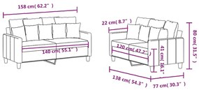 2 pcs conjunto de sofás com almofadões tecido castanho