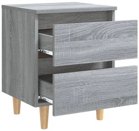 Mesas cabeceira c/ pernas madeira 2pcs 40x35x50 cm sonoma cinza