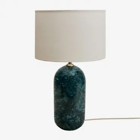 Candeeiro De Mesa Em Pedra Natural Yalvira Glendas Brancas De Ø30 Cm - ↑20 Cm & Mármore Verde Udaipur - Sklum