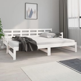 Estrutura sofá-cama de puxar 2x(80x200) cm pinho maciço branco