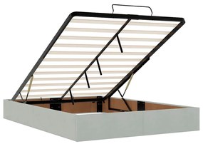 Otomano Bed Frame No Colchão Cinzento Claro 140x190 cm Veludo