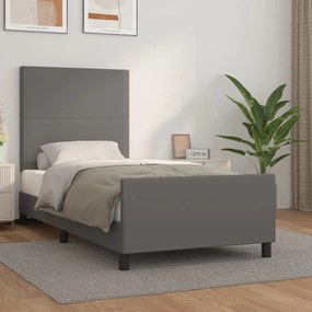 vidaXL Estrutura cama c/ cabeceira couro artificial 80x200 cm cinzento