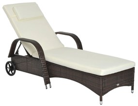 Espreguiçadeira de Vime Jardim Espreguiçadeira com Encosto Ajustável e