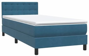Cama com molas/colchão 80x220 cm veludo azul-escuro