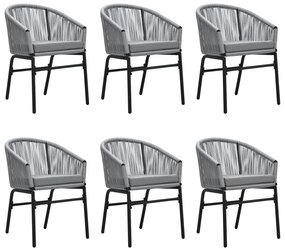 7 pcs conjunto de jantar para jardim cinzento