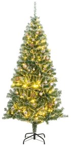 Árvore Natal artificial c/ 300 luzes LED, bolas e neve 210 cm
